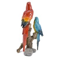 Two Ceramic Parrot Home Decoration Show Piece - Red/blue
