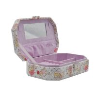 Jewelry Organizer Box With Mirror, 4 Section - Yellow Multi Butterfly Print