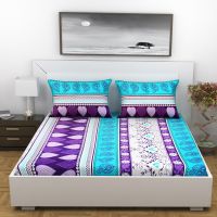 Indiana Home Paisley Blue Cotton Double Bed Sheet With 2 Pillow Cover (code - Elg1011)