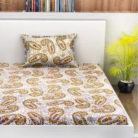 Indiana Home 100 % Cotton Single Bed Sheet With 1 Pillow Cover