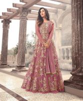 Krishna Tex Deigner Light Pink Embroidered Semi Stitched Long Anarkali Suit
