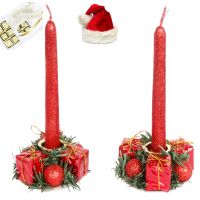 Christmas Hampers-set Of 2 Candle Stands With Candles