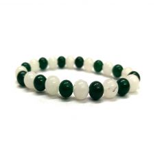 Moon Stone And Green Jade Crystals Stretch Bracelet for Reiki Healing - ( Code - MOONGRNBR )