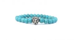 Turquoise With Lion Head Charm Crystal Bracelet For Men And Women