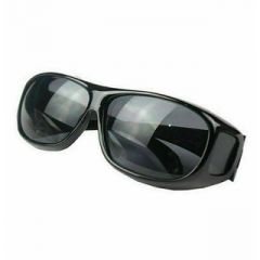 Set Of 2 Unisex HD Night Vision Driving Sunglasses Over Wrap Around Glasses ( Black )