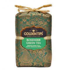 Golden Tips Rose Herb Green Tea - Brocade Bag, 100g - Food & Beverages