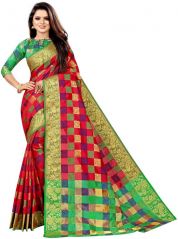 Gift Or Buy Mahadev Enterprise Heavy Banarasi Silk Red Saree With Running Blouse Piece