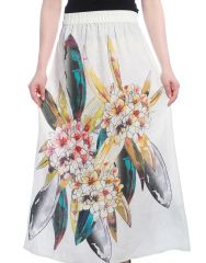 Gift Or Buy Opus White Cotton Casual Floral Print Fusion Wear Women's Skirt (code - Sk_l_009_wh)