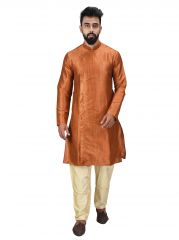 Gift Or Buy Angrakha Cotton Silk Regular Fit Self Design Kurta Pajama Set  ( Code - Bckuset15)