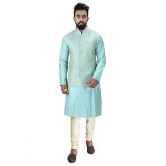 Men Kurta, Ethnic Jacket and Pyjama Set Cotton Silk ( Code - Ethset024)