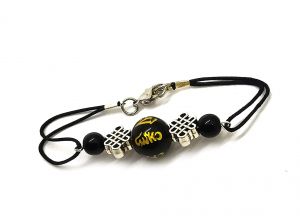 Fashion, Imitation Jewellery - Black Onyx Om Mani Padme Hum Engraved Mystic Knot Bracelet for Reiki Healing - ( Code - BLKMANIKNOTBR )