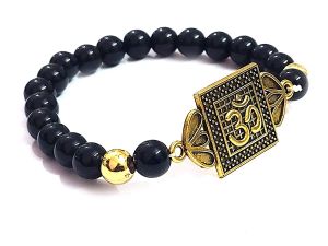 Fashion, Imitation Jewellery - Om Oem Auspicious Symbol Lucky Protection Charm Bracelet For Men & Women ( Code OMBLKGDNBR )