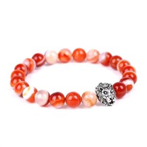 Fashion, Imitation Jewellery - Red Sulemani Hakik King Agate Lion Head Crystal Bracelet For Men And Women