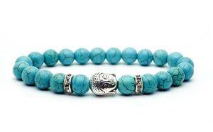 Women's Clothing - Turquoise Crystal Buddha Powered Stretch Bracelet - ( Code - TRQBDBR )