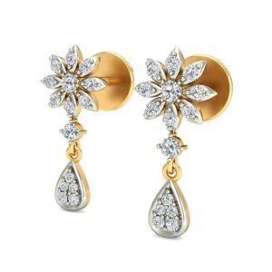 18k Gold Earrings Online Best Price In India Prateek Exports 18k Gold And Diamond Dangle Drop Earring
