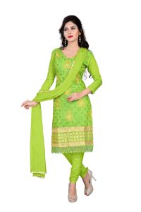 Anarkali Suits Under 1000 Online At Shree Vardhman Parrot Green Chanderi Unsched Straight Salwar Suit Dress Material Amaya02