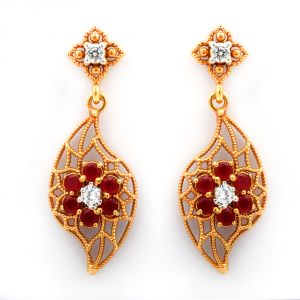 Silvery Jewellery - 925 Sterling Silver Gold Plated Unique Design Dangle Jhumka Earring For Girls & Women Silver Jewelry Earring