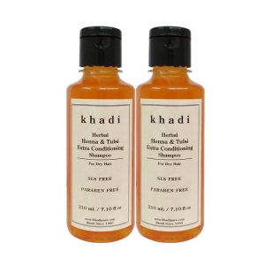 Khadi Herbal Henna & Tulsi Extra Conditioning Shampoo SLS-Paraben Free - 210ml (Set Of 2)