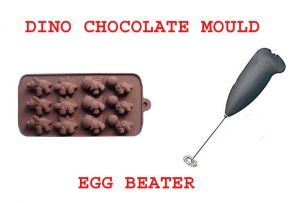 Silicone Electric Egg Beater With Chocolate Mould / Ice Mould - Dinosaur Shape