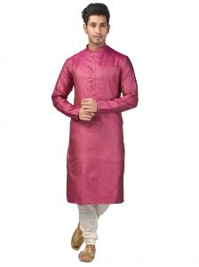 Men's Wear - Limited Edition Cotton Silk Regular Fit Self Design Kurta Pajama ( Code - Akakkuset109)