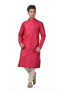 Men's Wear - Limited Edition Cotton Silk Regular Fit Self Design Kurta Pajama ( Code - Akakkuset112)