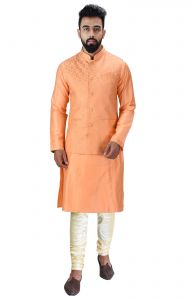 Ethnic Wear (Men's) - Men Kurta, Ethnic Jacket and Pyjama Set Cotton Silk ( Code - Ethset0020)