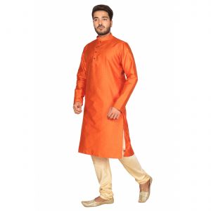 Ethnic Wear (Men's) - Limited Edition Cotton Silk Regular Fit Self Design Kurta Pajama ( Code - Akakkuset039)