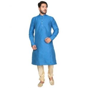 Ethnic Wear (Men's) - Limited Edition Cotton Silk Regular Fit Self Design Kurta Pajama ( Code - Akakkuset0041)