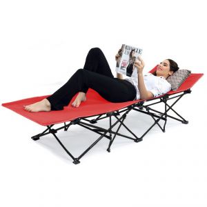 Kawachi Portable Folding Camping Bed Beach Bed With Carry Bag Outdoor Camping Furniture-K358 Red