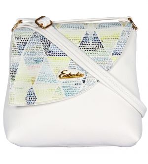 Esbeda White Color Graphic Print Pu Synthetic Women's Slingbag