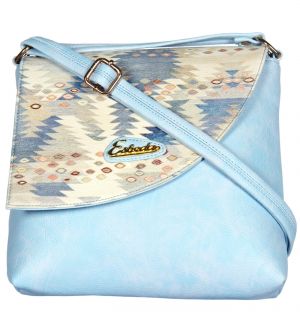 Esbeda Light Blue Color Graphic Print Pu Synthetic Women's Slingbag