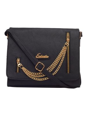 Buy ESBEDA Black Color Solid Pu Synthetic Fabric Slingbag For Women online