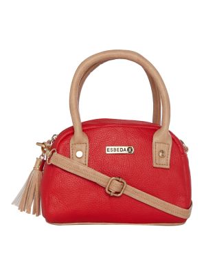 Buy Esbeda Red & Beige Solid Pu Synthetic Slingbag For Women online