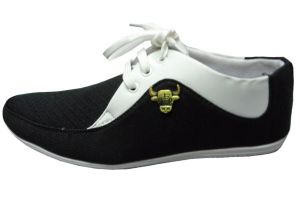 Comfort Cotton Casual Shoes In Black And White Finish_CASUAL-BLACK-WHITE