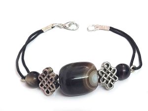 Buy King Black Sulemani Akik Hakik Crystal Mystique Knot Adjustable Protection Bracelet ( Code Sulemaniblkknottblbr ) online