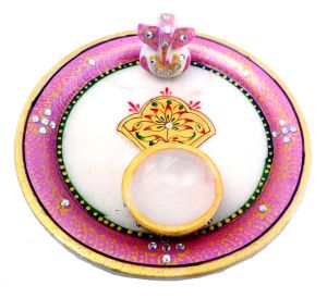 Buy Pink Marble Puja Thali from Rajasthan online