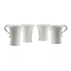Fabulloso White Ceramic Nuoveeau Mugs Set Of 4