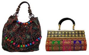 Buy Estoss  1 Brown Beaded Handle Handbag & Get 1  Multicolor Party Clutch Ideal for Diwali Gifts Online online