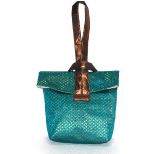 Buy Arabian Nights Japanese Style Green Nylon Handbag With Brocade Handle (product Code - An-jbag-g) online