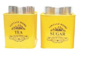 Buy Dynamic Store Yellow Square Half Deck Tea & Sugar Canister online