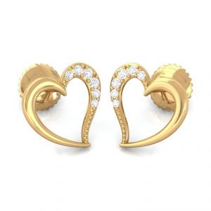 0 10ct Real Round Diamond Heart Shape Earring In 14k Yellow Gold 0 10ct Real Round Diamond Heart Shape Earring In 14k Yellow Gold For Valentine Gift