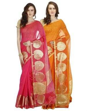 Buy Banarasi Silk Works Party Wear Designer Multi Colour Combo Saree For Women's(bsw1001_02) online