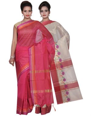 Buy Banarasi Silk Works Party Wear Designer Pink & Pink Colour Tissue Combo Saree For Women's(bsw14_16) online