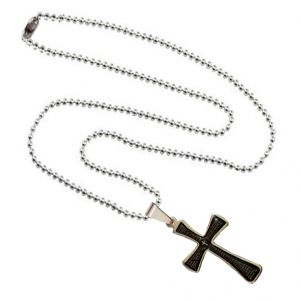 Men Style Jesus Cross With Bible Prayer Plated SPn003021 Black And Silver Stainless Steel Cross Pendant For Men And Women (Product Code -SPn003021)