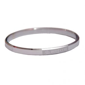 Men Style Om Sairam 2/12 (6.9 Cm Or 2.75 Inch ) Silver Stainless Steel Round Kada For Men And Women - (Code - SKa06011)
