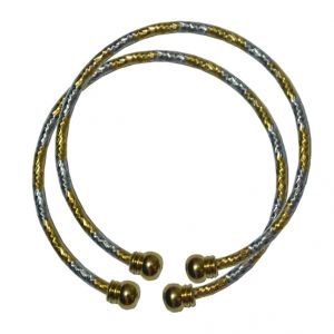 Men Style New Design Dual Tone Both Side Open (Pack-2) Gold And Silver Stainless Steel Round Bangle For Women And Girl (Product Code - SKa09006)