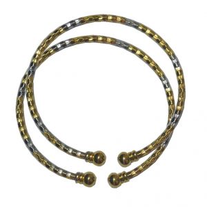 Men Style New Design Dual Tone Both Side Open (Pack-2) Gold And Silver Stainless Steel Round Bangle For Women And Girl (Product Code - SKa09007)