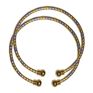 Men Style New Design Dual Tone Both Side Open (Pack-2) Gold And Silver Stainless Steel Round Bangle For Women And Girl (Product Code - SKa09009)
