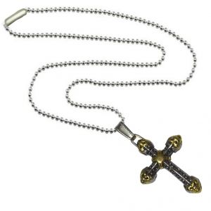 Men Style Dual Tone Jesus Crucifix CrossSPn09085 Gold And Silver Stainless Steel Jesus Cross Pendant For Men And Women (Product Code - SPn09085)