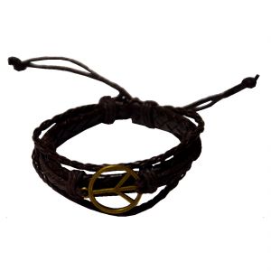 Men Style Handmade Peace Symbol Leather Alloy Charm Bracelets Men Style Handmade Peace Symbol Leather Alloy Charm Bracelets With Lace Up Brown Bracelet Online Best Prices In India Rediff Ping